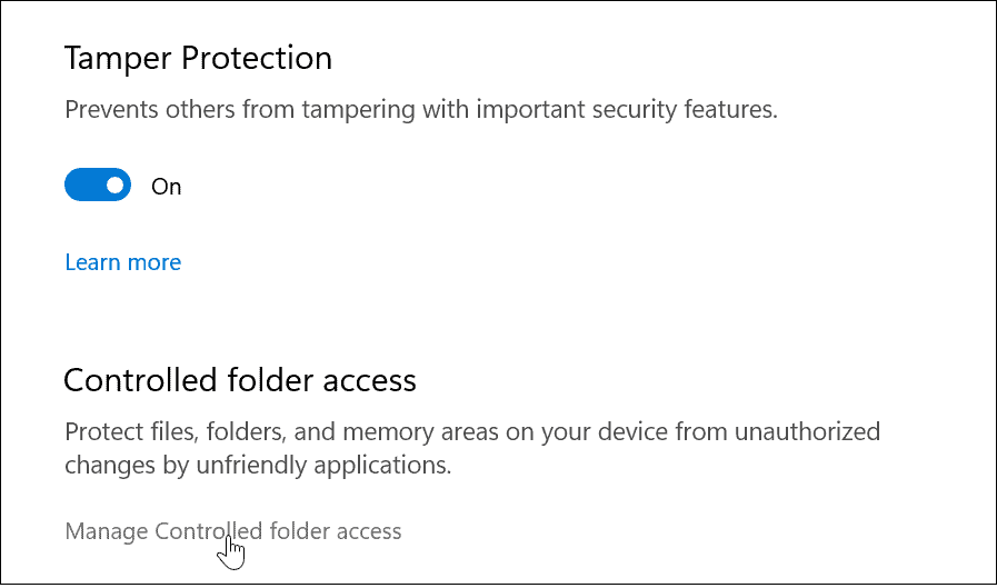 9 controlled folder access