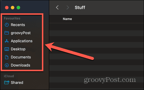 mac finder favorites