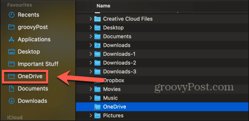 onedrive folder in favorites