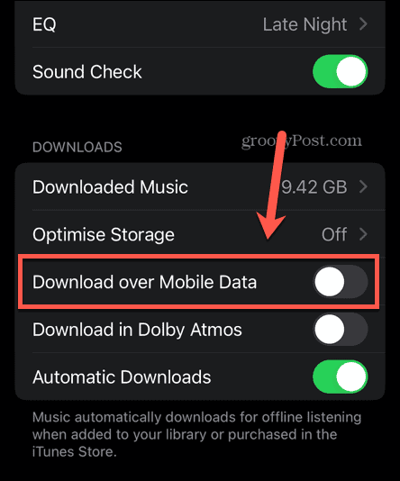 apple music mobile data off