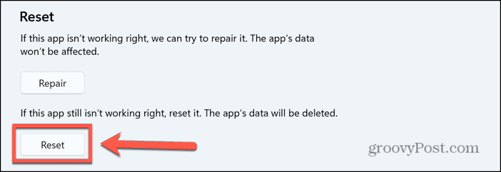 windows reset apple music app