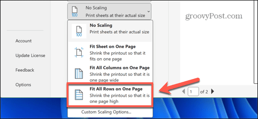 excel fit all rows to one page