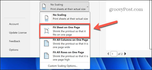 excel fit sheet on one page