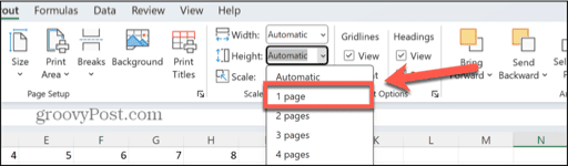 excel height one page