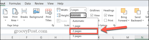 excel height two pages