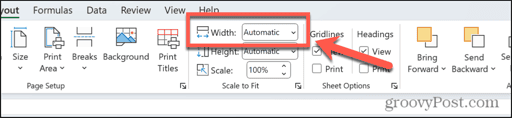 excel width scale