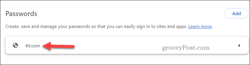 Selecting a saved password in Chrome