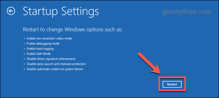 windows 11 restart button