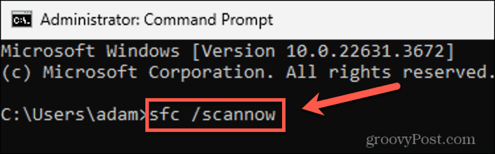 windows 11 sfc scannow command in terminal