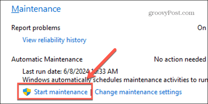 windows 11 start maintenance button