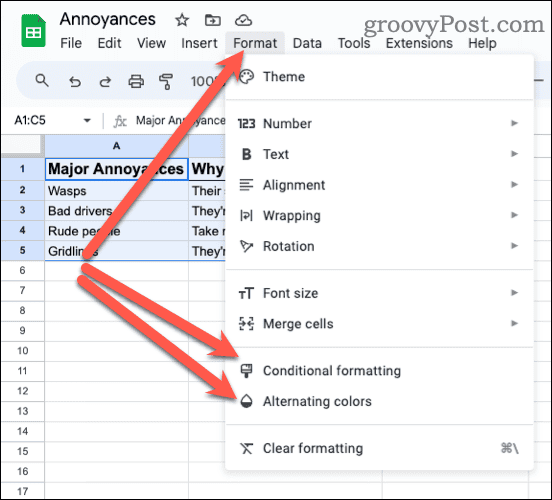 Conditional Formatting and Alternate Colors