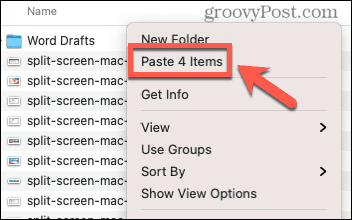 mac paste in finder