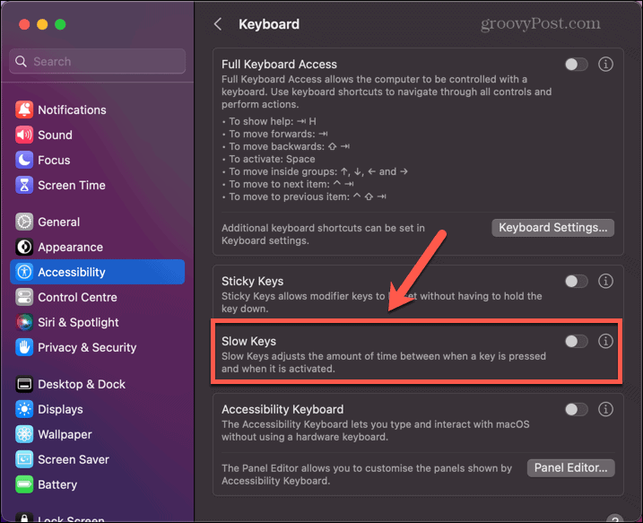 mac toggle slow keys off