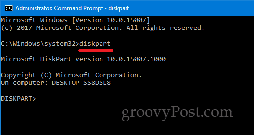 DiskPart Windows 10 command line