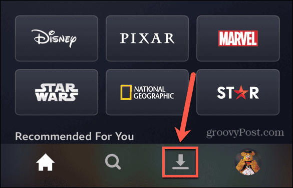 disney plus downloads tab