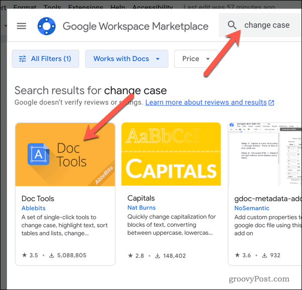 Installing a text change case add-on in google docs