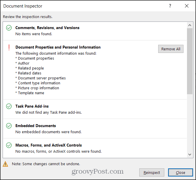 Results for Hidden Data in Word