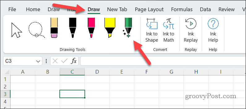 Using the Action Pen tool in Excel