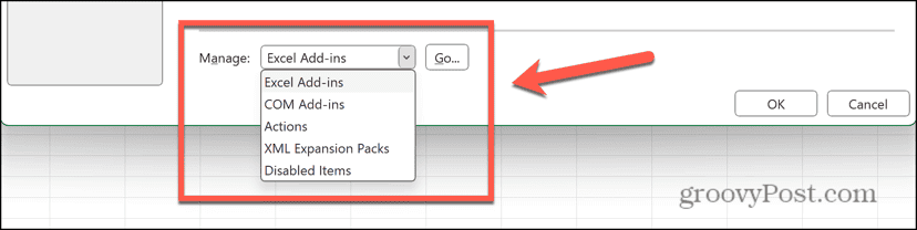 excel manage add-ins