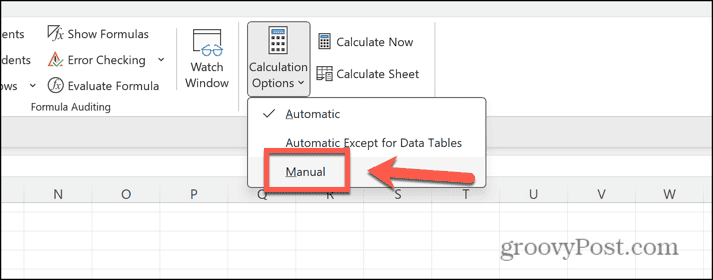 excel manual calculation