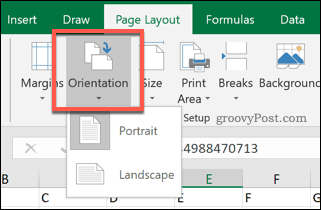 Excel page orientation options