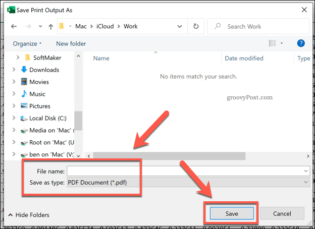 Excel print to PDF file save options