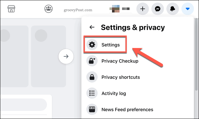 Facebook additional settings option