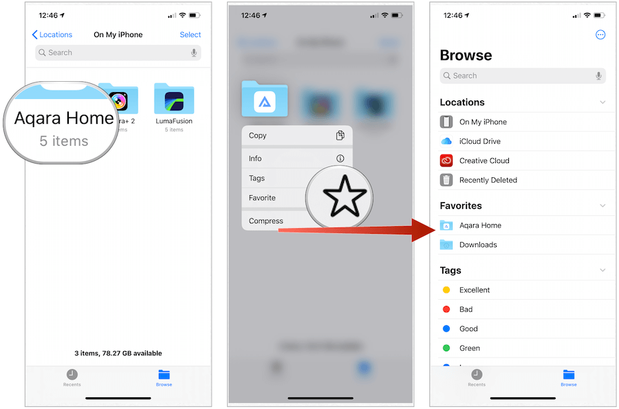 Files app add favorites