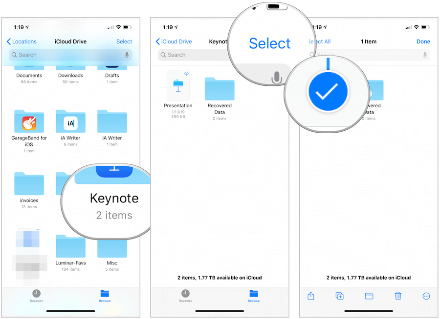 Files app move location