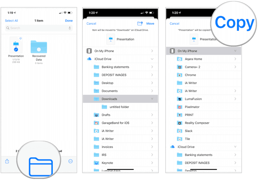 Files app moving location of file