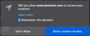 Firefox Websites Requesting Location