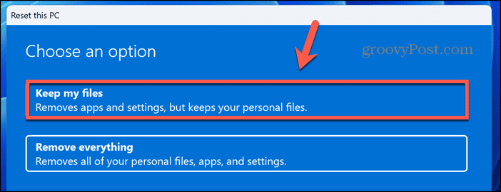 windows 11 keep my files