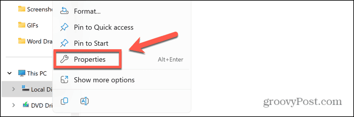 windows 11 hard drive properties 