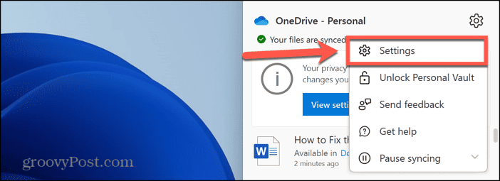 windows 11 onedrive settings