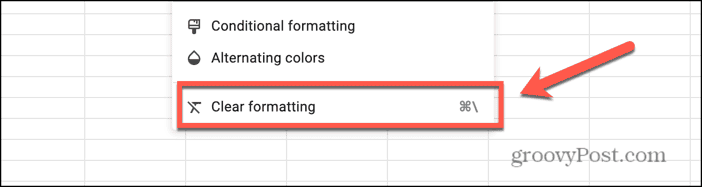 google sheets clear formatting