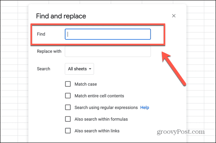 google sheets find field