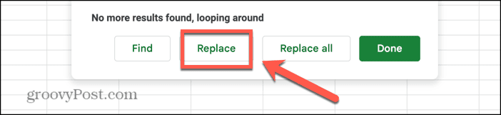 google sheets replace button