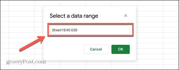 google sheets edit range