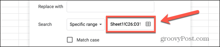 google sheets specific range