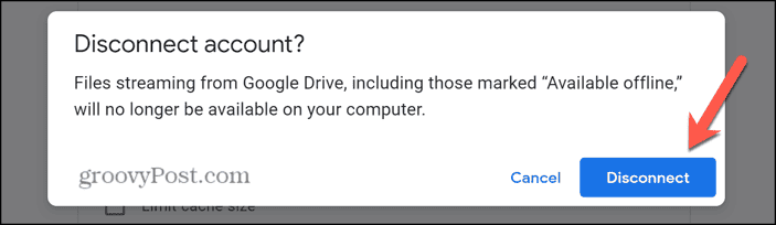 google drive confirm disconnect