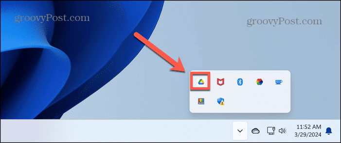 google drive in system tray