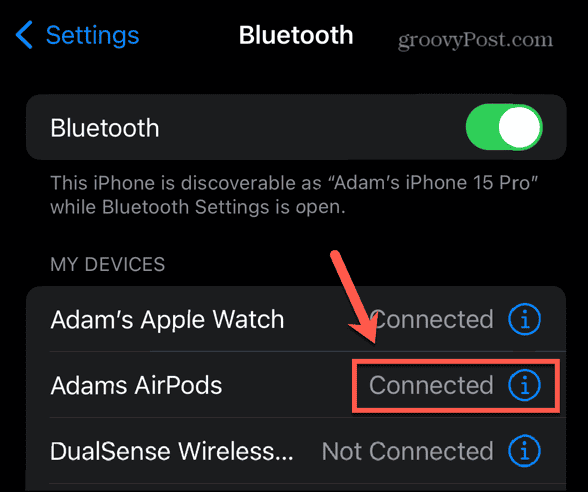 iphone bluetooth device connected