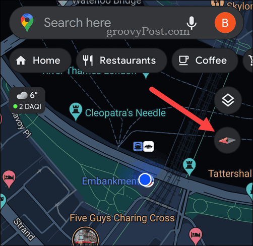 Tap the Google Maps compass icon