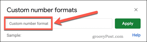 Selecting a custom number format in Google Sheets