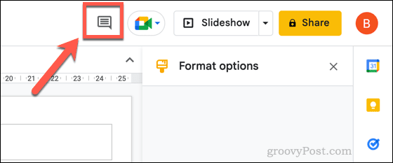 Open comment history in Google Slides