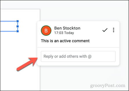 Replying to a Google Slides comment