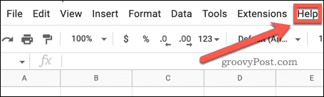 help menu google sheets