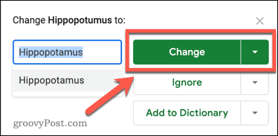 change spelling google sheets