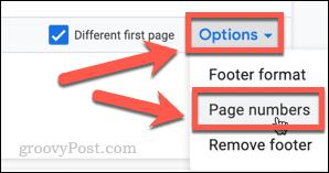 insert page numbers google docs