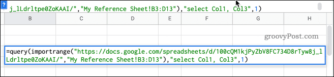 complete formula in google sheets